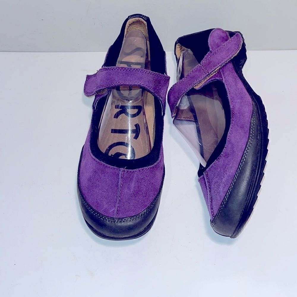 Original SPORTO purple & black leather Mary Jane shoes in ex. condition